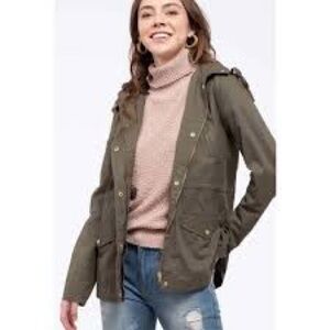 Olive Green Love Tree utility hooded Women's Jacket small